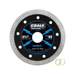 CRALY 4-1/2 Inch Ultra Thin Diamond Saw Blade for Angle Grinder, 7/8 Inch Arbor, Diamond Cutting Wheel, Wet/Dry Cutting, for Ceramic, Tile, Marble, Granite, Brick, Porcelain