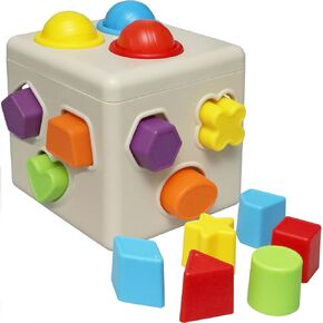 Kiddie Play Shape Sorter Learning Toys for Toddlers 16 pcs | Kids Plastic Blocks Shape Sorting Cube