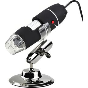 laboratory 0X-1600X magnification microscope for adults, compatible with iOS and Android devices, adjustable stand, 8 LED lights, digital microscope