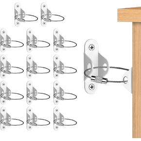 Furniture Anchors (12 Pack), for Furniture Prevent Falling Anti Tip Earthquake Straps,Metal (Black+White)