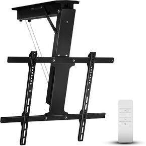 Electric Ceiling TV Mount Flip Down with Remote, Motorized Flip Down Adjustable VESA Mount for 32 to 70 Inch Flat and Curved TVs, Roof TV Mount for Outdoor Gazebo, RV, Bedroom, Garage (Black)