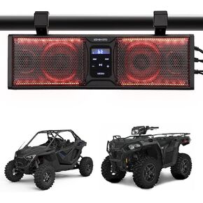 شريط صوت KEMIMOTO UTV يناسب نظام صوت قفص لفة 1.75-2.25 بوصة ATVs Golf Cars Sound Bar، مضخم، مقاوم للماء بدرجة IP65 مقاوم للغبار متوافق مع RZR، Maverick X3، Zforce، Teryx KRX