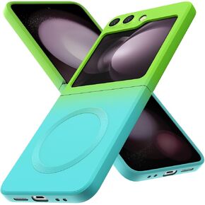 Magnetic for Samsung Galaxy Z Flip 4 Case, Cute Soft TPU Slim Shockproof Protective Case, Screen and Camera Protection, Yellowing Resistant, Blue to Dark Red Gradient 8.47
