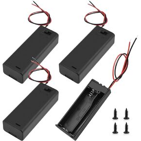 SDTC Tech 2 x 1.5V AA Battery Holder with Wires, 3 Volt Battery Case Box with ON/Off Switch, 3V Battery Holder with Leads and Switch, 4 Packs