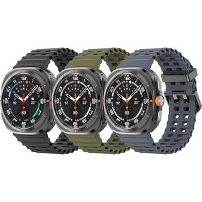 3 Packs Silicone Band Compatible with Samsung Galaxy Watch Ultra 47mm (2024), Waterproof Breathable Strap for Galaxy Watch Ultra 47mm Men Women