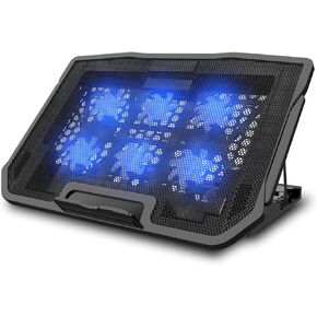 Adjustable Laptop Stand with 6 Quiet Cooling Fans, Upgraded Laptop Cooler Cooling Pad, Aluminum Laptop Stand for Desk Foldable, Ergonomic Computer Notebook Stand Holder for All Laptops and Notebook in Saudi Arabia