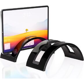 حامل كمبيوتر محمول عمودي من الأكريليك، ملحقات مكتب من الأكريليك، حامل كمبيوتر محمول عمودي للمكتب، منظم توفير لجميع أجهزة MacBook، Surface، Samsung، HP، Dell (شفاف) in Kuwait