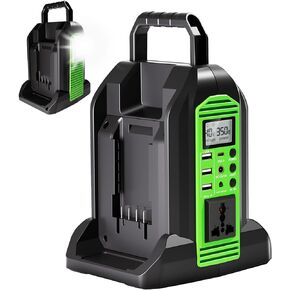 350W Power Inverter for Greenworks 40V Li-ion Batteries,4-Port Supply Inverter Generators Converter DC 20V to AC110V ~120V with LED Light,3 USB-A,1 Type-C,1DC Port, for Outdoor Travel Camping
