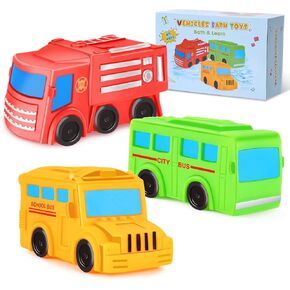 No Hole Bath Toys for Babies and Toddlers, Car Bath Toys for Infant Kids 1-3, Beach Pool Bathtub Toys for Kids, Baby Bath Toys 0 1-3 6 12 18 Month, Birthday for Kids Boys Girls