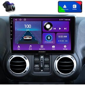 for Jeep Wrangler JK Compass Grand Cherokee Dodge Ram Car Radio Stereo GPS Navigation Built-in Carplay Android Auto 10.2 Inch 1080P Touchscreen Upgrade Mirroring Airplay SWC Split Screen 5G WiFi 2+64G