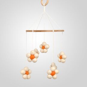 Flower Baby Mobile for Crib, Handmade Baby Mobile for Bassinet, Natural Felt Flower Crib Mobile, Daisy Mobile for Crib, Adjustable Crib Mobile for Girls (Floral Pink)