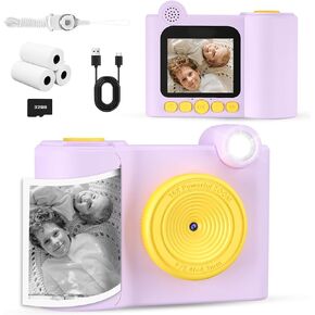 Kids Camera Instant Print,1080P Digital Camera for Kids with 32GB SD Card,Christmas & Birthday Gifts,Toddler Camera Portable Toy for 4 5 6 7 8 9 10 Year Old Girl Boys