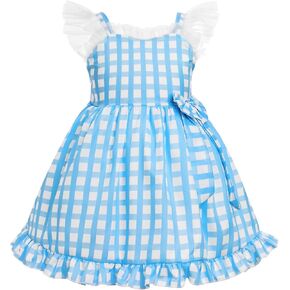 IMEKIS Toddler Kids Girl Easter Blue Plaid Dress Princess Birthday Cake Smash Photo Shoot Outfit 1-5T