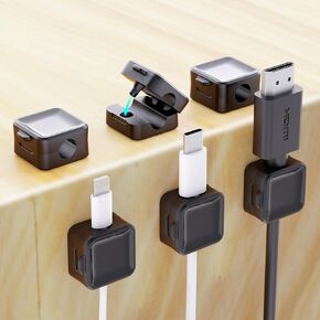 6 Pack Cable Clips Cord Holder, Adjustable Cable Management Cord Organizer Holder for Desk, Phone USB Charging Cable Wire Organizer Sticky for Home/Car/Wall/Office Accessories-Black