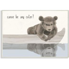 The Kids Room by Stupell Canoe Be Any Cuter Grey Blue and Off White Soft Nursery Neutral Baby Bear Wall Plaque 12.5 x 18.5 Multi-Color