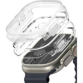 Ringke Slim [No More Discoloration / 2 Pack] Compatible with Apple Watch Ultra 2 Case and Designed for Apple Watch Ultra Case, Solid Transparent Cover + Extra Color - Clear + Titanium Gray