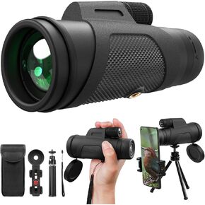 12x42 Monocular Telescope for Smartphone, High Powered Monoculars for Adults with Phone Adapter & Metal Tripod Portable Handheld Telescope for Bird Watching Hiking Camping Outdoor Travel