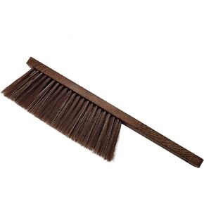 Hand Broom Brush, Dust Brush for Cleaning, Wood Block Hand Brush, Soft Bristle Cleaning Brush for Car Bed Furniture Clothes Garden Couch Draft (Curved Handle)