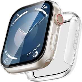 [2024 Honeycomb Speaker Design] Kedoushi Waterproof Case for Apple Watch Series SE 6 5 4 44mm, Hard PC Bumper Face Cover with Tempered Glass Screen Protector Cover for iWatch 44mm Starlight