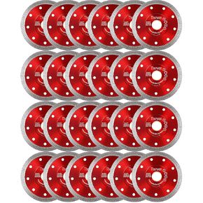 Therwen 25 Pcs Diamond Saw Blade 4.5 Inch Thin Tile Blade Bulk Tile Blade Diamond Cutting Wheel for Angle Grinder Cutting Porcelain Ceramic Tile Granite Marbles (Blue)
