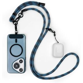 8mm Universal Phone Lanyard, Adjustable Crossbody Neck Strap with 2 Lobster Clips,2 Phone Tether Tab, 2-Color Braided