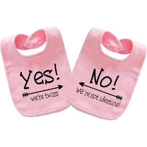 YSCULBUTOL Baby Twins Bibs Yes We Are Twins Newborn Baby Twins Bibs Cute Unisex Bibs Set For Toddler Boys Girls