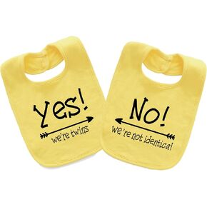 YSCULBUTOL Baby Twins Bibs Yes We Are Twins Newborn Baby Twins Bibs Cute Unisex Bibs Set For Toddler Boys Girls