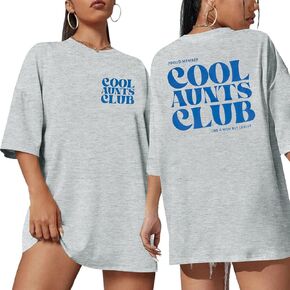 Aunt Shirt Oversize Auntie Shirts : Women Cool Aunts Club T-Shirt Auntie Letter Print Shirt Cute Aunt Gifts Tee Tops