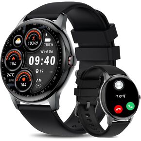 Holiday Smart Watches for Women Men, 1.32" Full Touch Screen Heart Rate/Sleep Monitor/Pedometer, IP68 Waterproof Fitness Watch for Android iOS Phone (Silver)