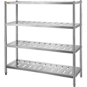 VEVOR Stainless Steel Shelving 48x18.5 Inch 5 Tier Adjustable Shelf Storage Unit Stainless Steel Heavy Duty Shelving for Kitchen Commercial Office Garage Storage 330lb Per Shelf