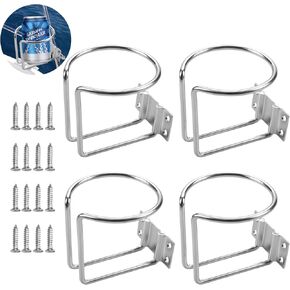 4 Pcs Cup Holders for Boat,Stainless Steel Wall Mounted Cup Holder for Drinks,Black Ring Cup Holder Drink Holder for Marine Boat,Pontoon,Yacht,Truck,RV,Tractor