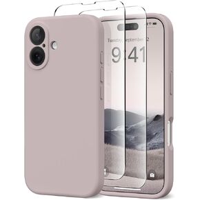 Magnetic for iPhone 16 Case, Compatible with MagSafe, [Full Camera Protection][2 Screen Protectors] Silicone Shockproof Protective Phone Case for iPhone 16 6.1", Chalk Pink