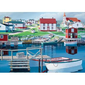 لغز الصور المقطوعة 1000 قطعة من Ravensburger Greenspond Harbour للبالغين - 16833 - كل قطعة فريدة من نوعها، تقنية Softclick تعني أن القطع تتناسب معًا بشكل مثالي، 27 × 20
