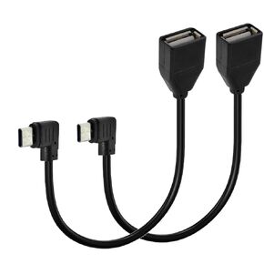 2 Articles USB C to USB Adapter, Type C OTG Cable, USB 2.0 Type C (USB-C) Male to USB Type A Female OTG Adapter Cable - 25CM (90 Degree USB C to A Up/Down) (OTGCMLE)