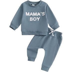 Baby Boy Clothes Fall Winter Mamas Boy Little Dude Long Sleeve Sweatshirt Elastic Sweatpants Toddler 2Pcs Outfits