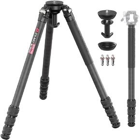 XT9S Carbon Fiber Tripod with Bowl and Leveling Base Adapter, 65" Heavy Duty Professional Carbon Tripod Stand for Camera, Camcorder, Telephoto Lens, 10-Layer 40mm Carbon Tube, Max Load 44lb/20kg