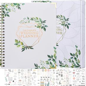 Wedding Planner, Planning Book and Organizer for the Bride, Ultimate Engagement Diary Gift with Countdown Calendar, Tips & Checklists, 6 Inner Pockets, 230 Stickers for Engaged Couples 9.5" x 11.4"