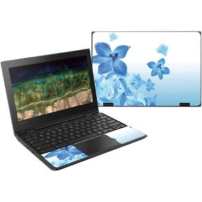 MightySkins Skin Compatible with Lenovo 500E Chromebook 11.6" (2018) - Blue Flowers | Protective, Durable, and Unique Vinyl Wrap Cover | Easy to Apply, Remove, and Change Styles | Made in The USA