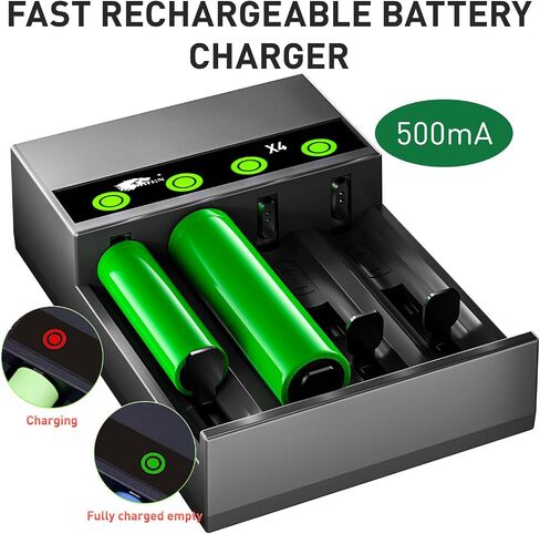 18650 Battery Charger,21700 Battery Charger for 3.7v Li-ion Battery 18650 26650 21700 20700 18490 17670 17500 16340 14500 18500 18350 (4 Bay) in Saudi Arabia