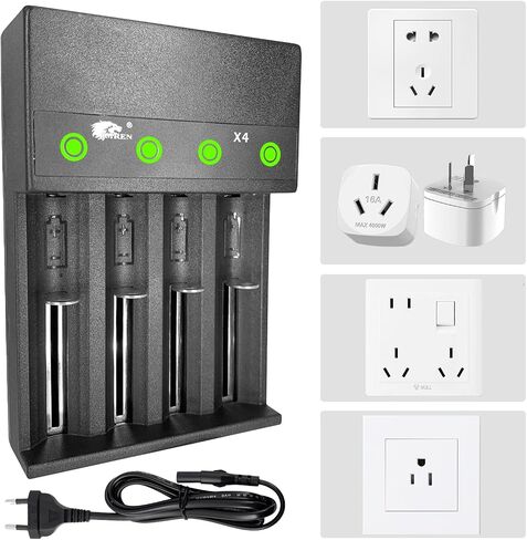 18650 Battery Charger,21700 Battery Charger for 3.7v Li-ion Battery 18650 26650 21700 20700 18490 17670 17500 16340 14500 18500 18350 (4 Bay) in Saudi Arabia