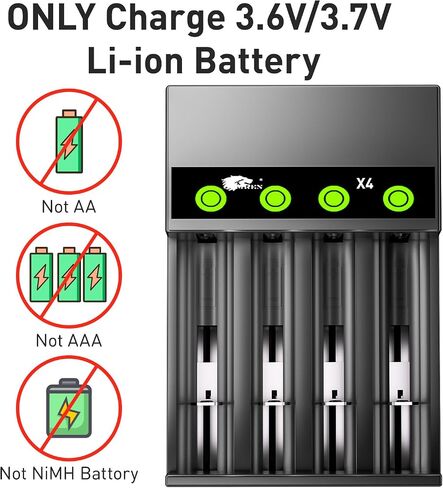 18650 Battery Charger,21700 Battery Charger for 3.7v Li-ion Battery 18650 26650 21700 20700 18490 17670 17500 16340 14500 18500 18350 (4 Bay) in Saudi Arabia