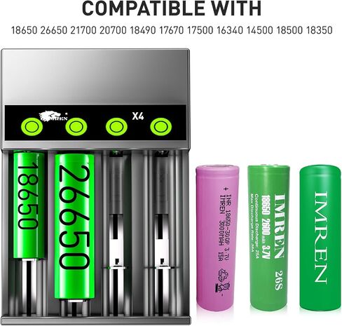 18650 Battery Charger,21700 Battery Charger for 3.7v Li-ion Battery 18650 26650 21700 20700 18490 17670 17500 16340 14500 18500 18350 (4 Bay) in Saudi Arabia