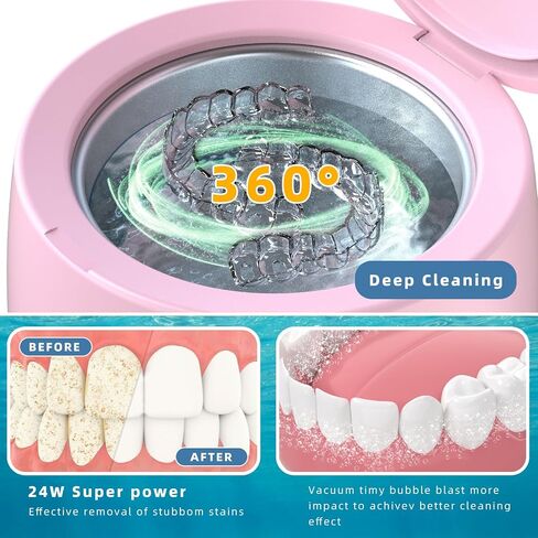 ARGOMAX Ultrasonic Retainer Cleaner for Dentures: 24W 200ml Portable Ultrasonic Cleaner Machine for All Dental Aligner, Braces, Mouth Guards, Toothbrush Head, Shaver Head, Jewelry - White+Cyan. in Saudi Arabia