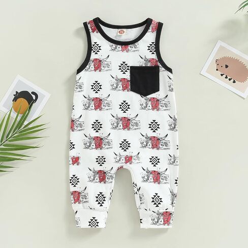 Infant Boy Outfits Baby Boy Cute Cartoon Sleeveless Romper Jumpsuit Top in Kuwait