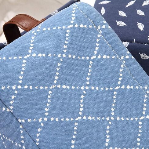 سلة تخزين صغيرة الحجم من Hinwo بحجم 4 لتر، سلة تخزين مربعة قابلة للطي من قماش الدنيم مع مقابض من جلد البولي يوريثان للأرفف والمكاتب، مجموعة من 4 قطع، 7.9 × 6.3 × 5.5 بوصة، أزرق داكن in Kuwait