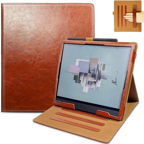 حافظة E NET-CASE لجهاز BOOX Note Air 3 C/Air 3 B/W E/Air 2/Air 2 Plus Ink Tablet 10.3 بوصة ePaper، تصميم جديد محسن غطاء حامل دوار 360 درجة مع حامل قلم/حزام يد، نوم/استيقاظ تلقائي ( أسود) in Kuwait