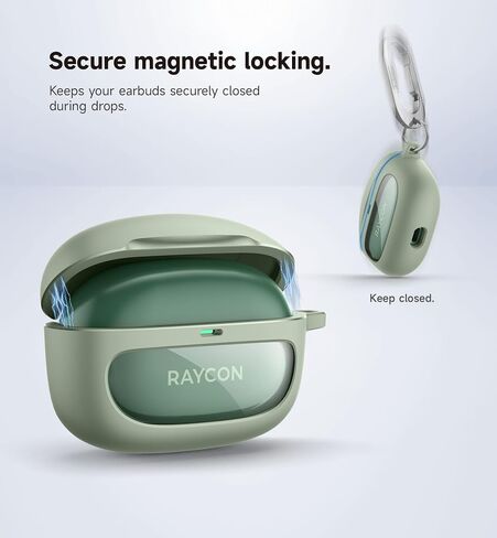 حافظة SURITCH لسماعات الأذن Raycon Everyday Earbuds (إصدار 2024)، حافظة مغناطيسية مقاومة للصدمات لسماعات الرأس Raycon Bluetooth True Wireless داخل الأذن، غطاء واقٍ مع قفل بغطاء مغناطيسي وحلقة تسلق، أسود in Saudi Arabia