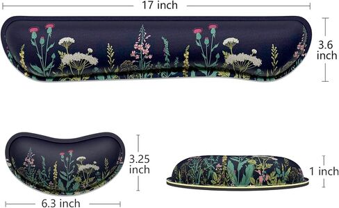 Dapesuom Enlarge Keyboard Wrist Rest, Memory Foam Wrist Cushion for Desk Mat Support, Cute Pain Relief Keyboard Mouse Pad Rests Set with Non-Slip Base for Gaming Laptop Office Computer, Elegant Flower in Kuwait