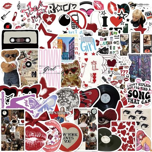 50Pcs Aesthetic Downtown Girls Stickers Pack Cool Trendy Y2K Stickers for Water Bottle Funny Waterproof Stickers for Teens Adults Vinyl Stickers for Laptop Skateboard Party Supplies(Downtown) in Saudi Arabia