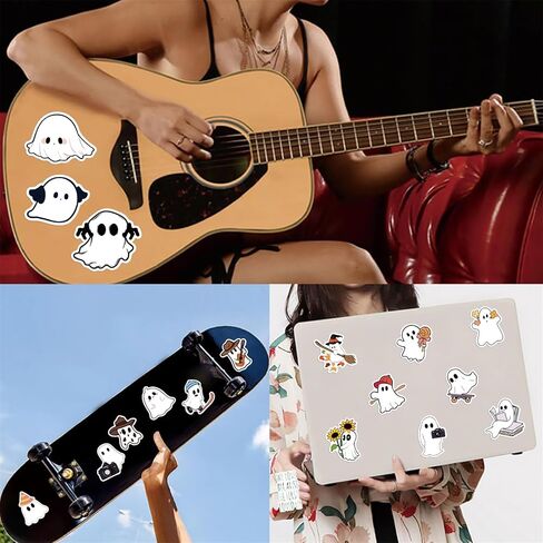 50Pcs Halloween Ghost Theme Stickers, Cute Ghost Decorative Stickers for Parties, Suitable for Children, Teens, and Adults, Ideal for Water Bottles, Laptops, and Cups (Ghost) in Saudi Arabia